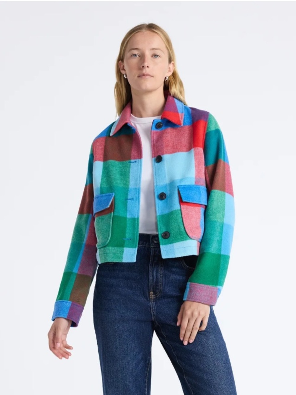 Free Assembly plaid cropped chore jacket size XXL